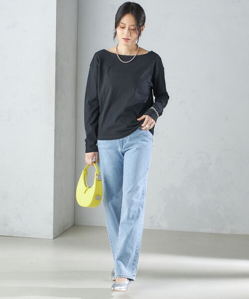 SHIPS(シップス)の「【SHIPS別注】onit:〈手洗い可能〉ラフィ 天竺 バック オープン ロング スリーブ◇(Tシャツ/カットソー・レディース・イエロー/ブラック・ONE SIZE)」の21枚目の写真