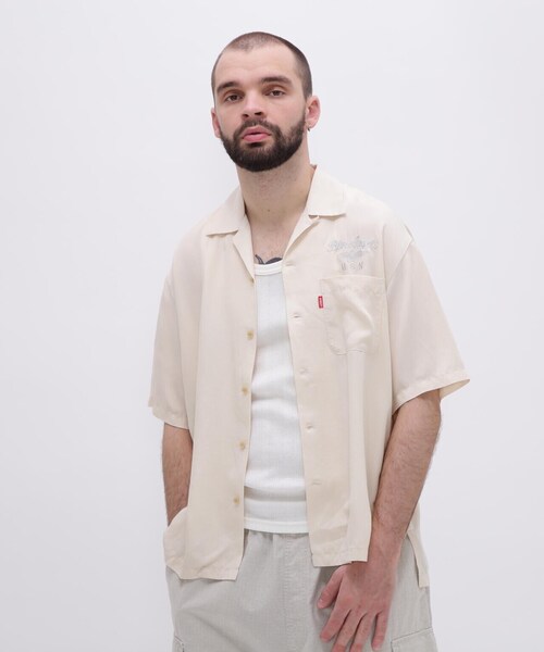 AVIREX（アヴィレックス）の「TENCEL SUKA EMBROIDERY SHORTSLEEVE SHIRT / テンセル スカ エンブロイダリー 半袖シャツ / AVIREX / アヴィレックス（シャツ/ブラウス・メンズ・ブラック/ベージュ/ブルー・XX-LARGE/X-LARGE/LARGE/MEDIUM）」の17枚目の写真