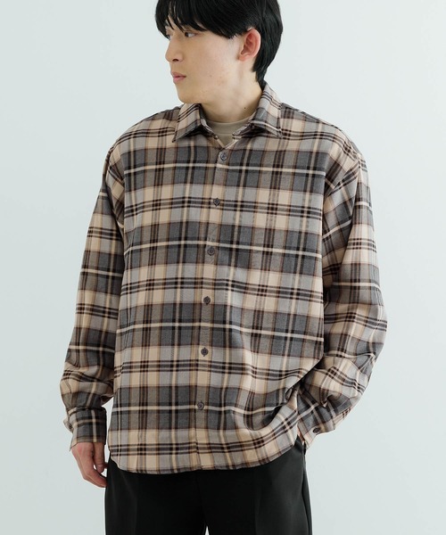 ITEMS URBANRESEARCH（アイテムズ アーバンリサーチ）の「TRストレッチ チェック レギュラーカラーシャツ（シャツ/ブラウス・メンズ・グレー/ネイビー/ベージュ・MEDIUM/LARGE）」の2枚目の写真