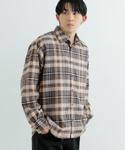 ITEMS URBANRESEARCH（アイテムズ アーバンリサーチ）の「TRストレッチ チェック レギュラーカラーシャツ（シャツ/ブラウス・メンズ・グレー/ネイビー/ベージュ・MEDIUM/LARGE）」の4枚目の写真