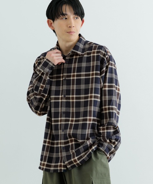 ITEMS URBANRESEARCH（アイテムズ アーバンリサーチ）の「TRストレッチ チェック レギュラーカラーシャツ（シャツ/ブラウス・メンズ・グレー/ネイビー/ベージュ・MEDIUM/LARGE）」の16枚目の写真