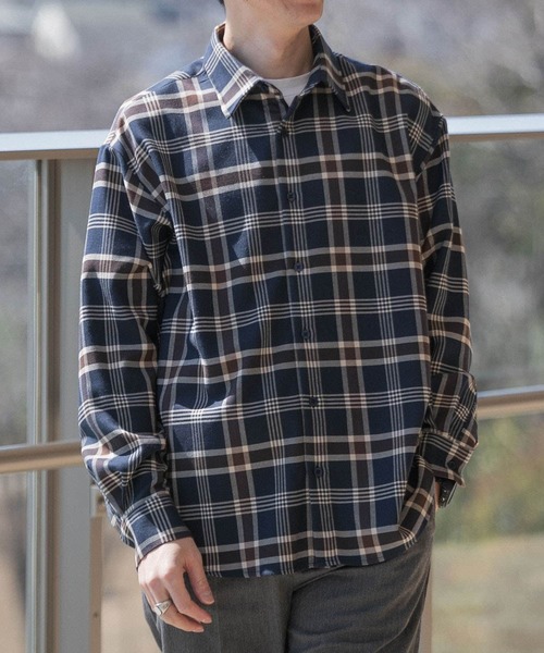 ITEMS URBANRESEARCH（アイテムズ アーバンリサーチ）の「TRストレッチ チェック レギュラーカラーシャツ（シャツ/ブラウス・メンズ・グレー/ネイビー/ベージュ・MEDIUM/LARGE）」の20枚目の写真