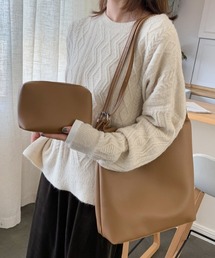 ポーチ付きフェイクレザートート