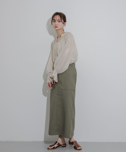 タグ付　URBANRESEARCH ブラウスレイヤードドレス FREE サックス セール】ハクプリントブラウス（シャツ/ブラウス）｜SENSE OF PLACE by