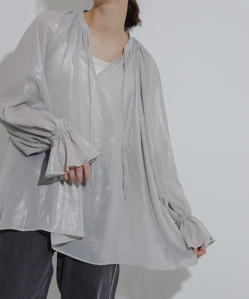 SENSE OF PLACE by URBAN RESEARCH（センスオブプレイスバイアーバンリサーチ）の「ハクプリントブラウス（シャツ/ブラウス・レディース・ベージュ/ライトブルー/グレー・ONE）」の10枚目の写真