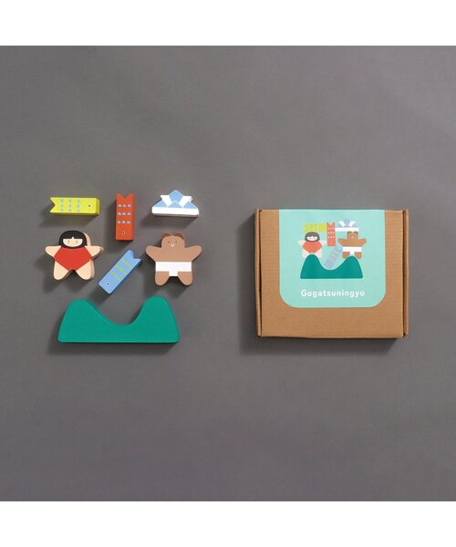 こどもの日)積み木にもなる木製オブジェ 五月人形（おもちゃ