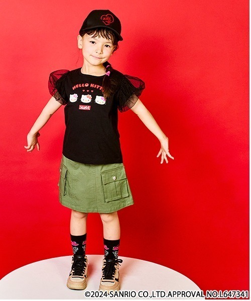 X-girl Stages（エックスガールステージス）の「ロゴベルトカーゴスカート（スカート・キッズ・ブラック/カーキ/ピンク/ベージュ・120cm/130cm/140cm/100cm/110cm/90cm）」の4枚目の写真