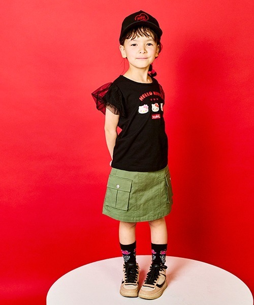 X-girl Stages（エックスガールステージス）の「ロゴベルトカーゴスカート（スカート・キッズ・ブラック/カーキ/ピンク/ベージュ・120cm/130cm/140cm/100cm/110cm/90cm）」の6枚目の写真