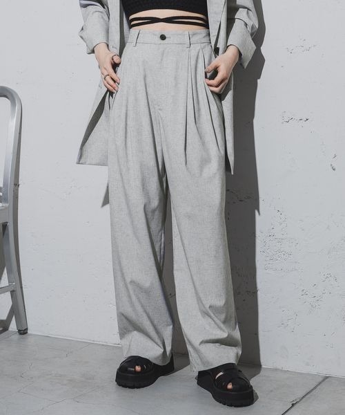 JEANASIS（ジーナシス）の「【SET UP対応】リネンタックワイドパンツ/ 113170（その他パンツ・レディース・チャコールグレー/グレー/ホワイト系その他/ベージュ・SMALL/MEDIUM）」の2枚目の写真