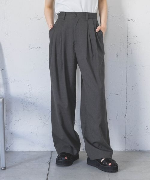 JEANASIS（ジーナシス）の「【SET UP対応】リネンタックワイドパンツ/ 113170（その他パンツ・レディース・チャコールグレー/グレー/ホワイト系その他/ベージュ・SMALL/MEDIUM）」の3枚目の写真