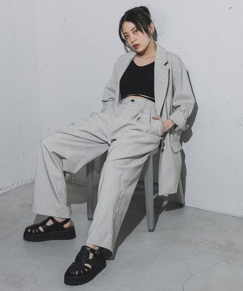 JEANASIS（ジーナシス）の「【SET UP対応】リネンタックワイドパンツ/ 113170（その他パンツ・レディース・チャコールグレー/グレー/ホワイト系その他/ベージュ・SMALL/MEDIUM）」の18枚目の写真