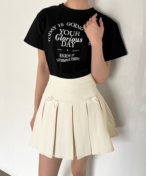 Jewelobe(ジュエローブ)の「リボンプリーツミニスカート(スカート・レディース・ピンク/アイボリー/カーキ/ブラック・M/L)」の5枚目の写真