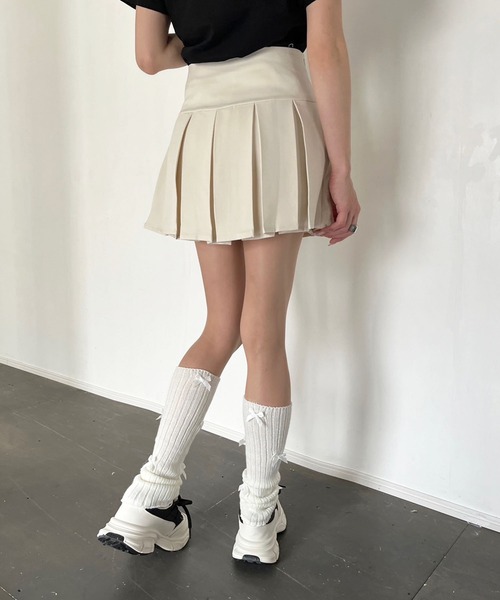 Jewelobe(ジュエローブ)の「リボンプリーツミニスカート(スカート・レディース・ピンク/アイボリー/カーキ/ブラック・M/L)」の7枚目の写真