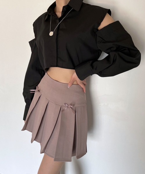 Jewelobe(ジュエローブ)の「リボンプリーツミニスカート(スカート・レディース・ピンク/アイボリー/カーキ/ブラック・M/L)」の12枚目の写真