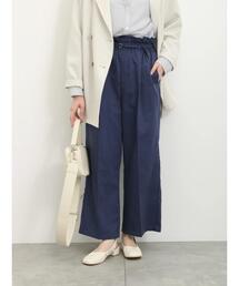 Samansa Mos2 blue | 細ベルト付ワイドパンツ(その他パンツ)