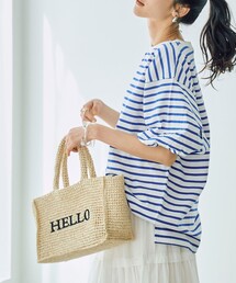 coen | レタード刺繍ペーパートートバッグ(かごバッグ)