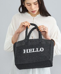 coen | レタード刺繍ペーパートートバッグ(かごバッグ)