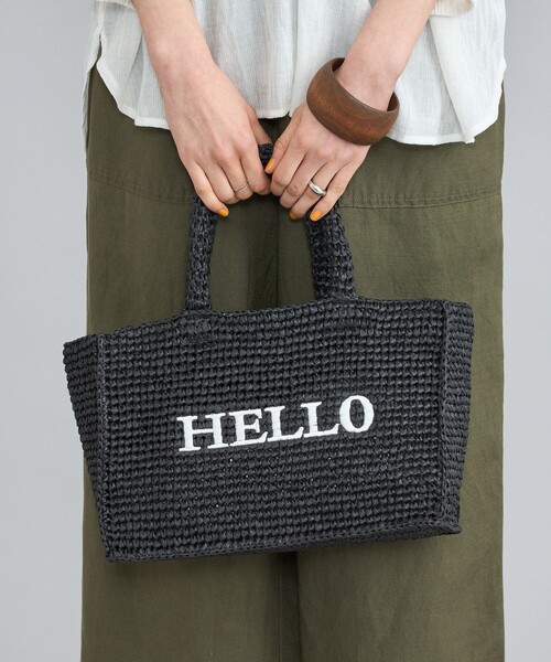 coen(コーエン)の「レタード刺繍ペーパートートバッグ(かごバッグ・レディース・ブラック/ナチュラル/ベージュ/ライトブルー・FREE)」の5枚目の写真