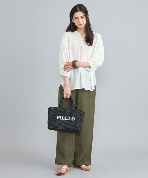 coen(コーエン)の「レタード刺繍ペーパートートバッグ(かごバッグ・レディース・ブラック/ナチュラル/ベージュ/ライトブルー・FREE)」の6枚目の写真