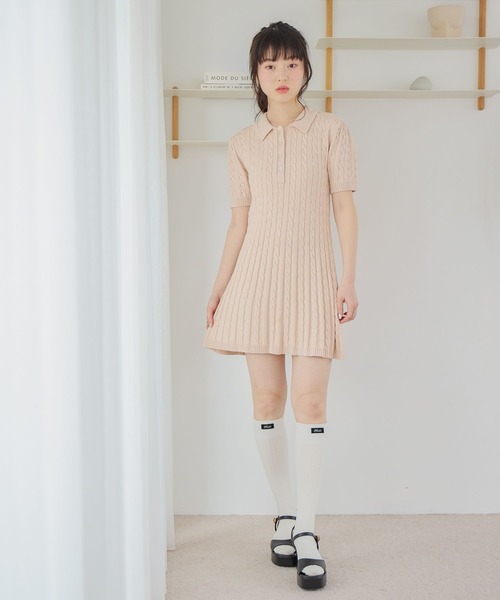 セール】【POLO BCS(ポロ・ビーシーエス)】ケーブルニットワンピース