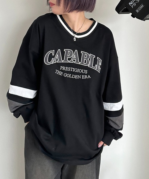 apres jour mignon(アプレジュールミニョン)の「カレッジロゴゲームシャツロンT【ZOZOTOWN限定アイテム】(Tシャツ/カットソー・レディース・ブラック/ナチュラル/ネイビー・X-LARGE/フリー)」の12枚目の写真