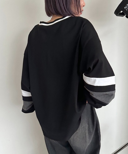 apres jour mignon(アプレジュールミニョン)の「カレッジロゴゲームシャツロンT【ZOZOTOWN限定アイテム】(Tシャツ/カットソー・レディース・ブラック/ナチュラル/ネイビー・X-LARGE/フリー)」の13枚目の写真