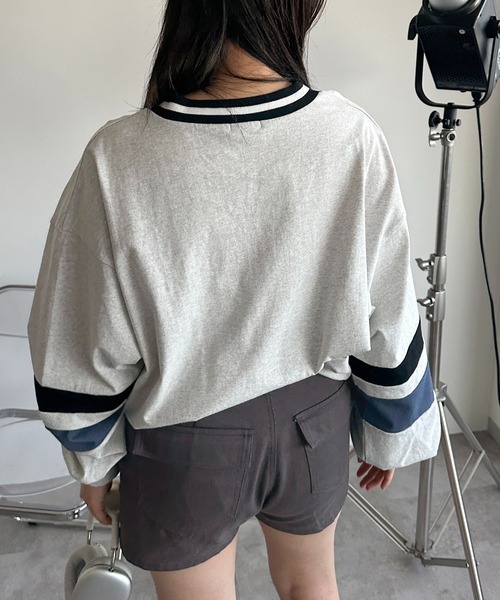 apres jour mignon(アプレジュールミニョン)の「カレッジロゴゲームシャツロンT【ZOZOTOWN限定アイテム】(Tシャツ/カットソー・レディース・ブラック/ナチュラル/ネイビー・X-LARGE/フリー)」の8枚目の写真