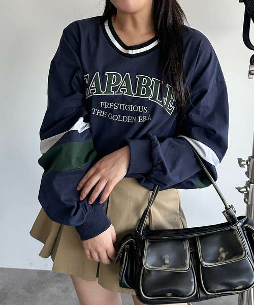 apres jour mignon(アプレジュールミニョン)の「カレッジロゴゲームシャツロンT【ZOZOTOWN限定アイテム】(Tシャツ/カットソー・レディース・ブラック/ナチュラル/ネイビー・X-LARGE/フリー)」の20枚目の写真