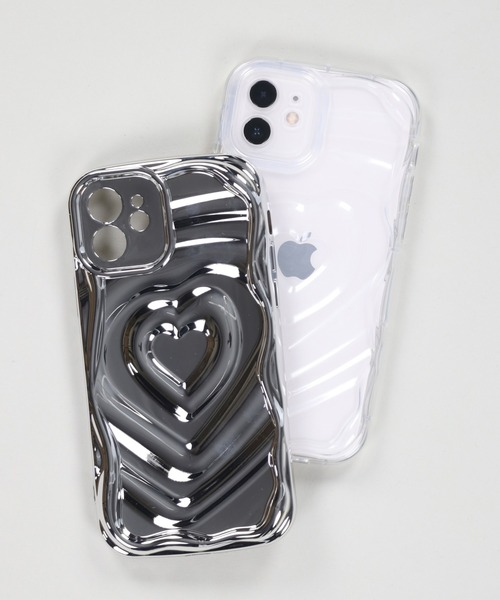 セール】iPhone12/13対応/ぷくぷくビッグハートiPhone