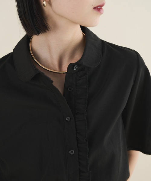 MERLOT（メルロー）の「フロントフリルクロップドブラウス（シャツ/ブラウス・レディース・ブラック/ホワイト・FREE）」の16枚目の写真