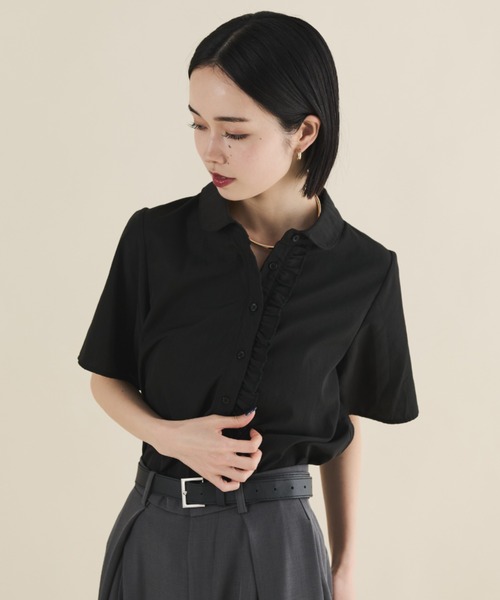 MERLOT（メルロー）の「フロントフリルクロップドブラウス（シャツ/ブラウス・レディース・ブラック/ホワイト・FREE）」の21枚目の写真