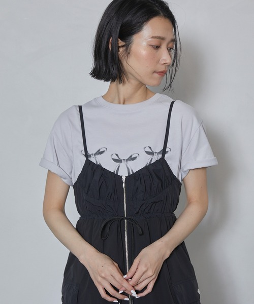 Firsthand（ファーストハンド）の「Firsthand/ファーストハンド オーガニックコットンリボンプリントTシャツ / フロントデザインTシャツ（Tシャツ/カットソー・レディース・ブラック/ホワイト/グレー/ネイビー・FREE）」の11枚目の写真