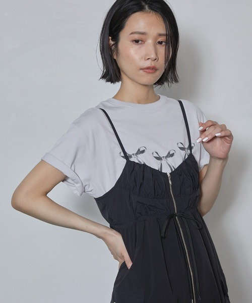 Firsthand（ファーストハンド）の「Firsthand/ファーストハンド オーガニックコットンリボンプリントTシャツ / フロントデザインTシャツ（Tシャツ/カットソー・レディース・ブラック/ホワイト/グレー/ネイビー・FREE）」の12枚目の写真