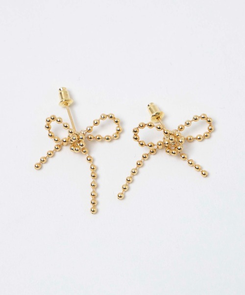 WEGO（ウィゴー）の「WEGO/ボールチェーンリボンピアス（ピアス（両耳用）・レディース・シルバー/ゴールド・FREE）」の5枚目の写真