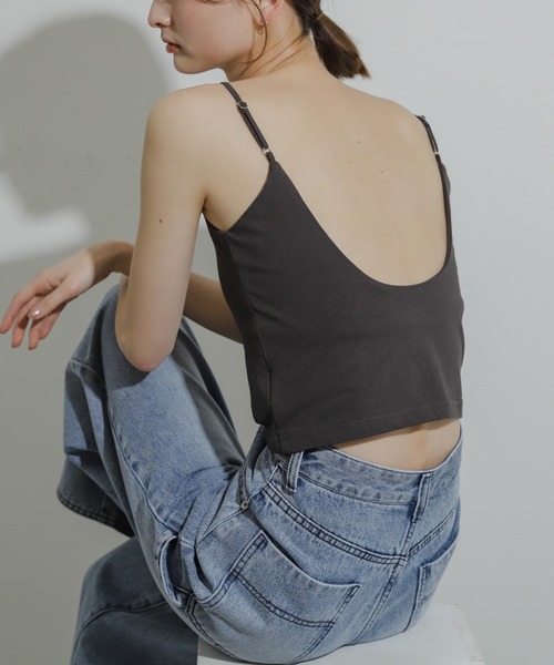 SENSE OF PLACE by URBAN RESEARCH（センスオブプレイスバイアーバンリサーチ）の「『UR TECH ひやサラクール』カップツキバックオープンキャミソール（キャミソール・レディース・ライトベージュ/ブラック/チャコールグレー・ONE）」の2枚目の写真