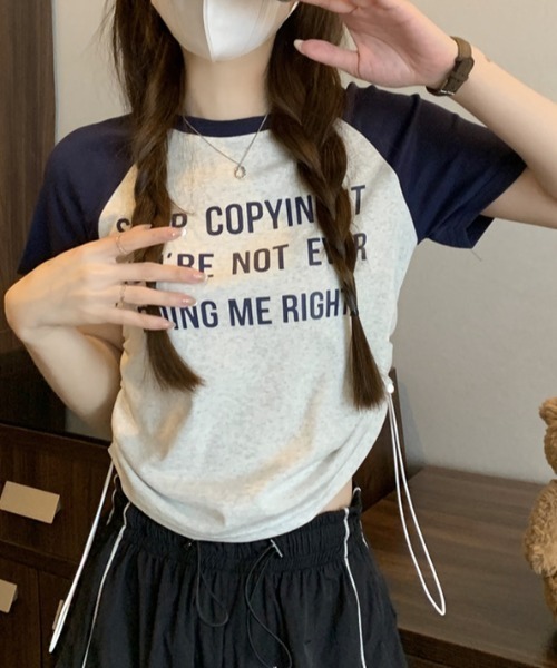 DIAVEL(ディアベル)の「サイドシャーリングリボン 配色プリントトップス(Tシャツ/カットソー・レディース・ネイビー/ブラック/レッド/グレー/ホワイト/ピンク・M)」の21枚目の写真