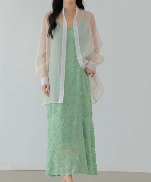 ECLIN(エクラン)の「ジャガードキャミワンピース(ワンピース・レディース・ブラック/グリーン/ベージュ・M/L)」の15枚目の写真