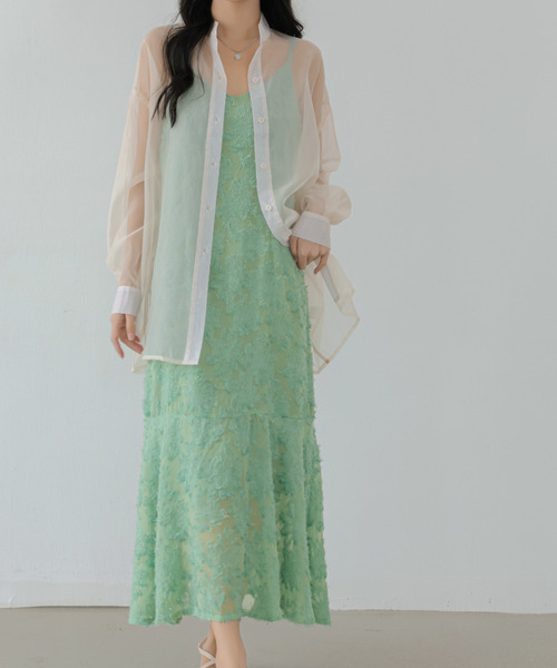 ECLIN(エクラン)の「ジャガードキャミワンピース(ワンピース・レディース・ブラック/グリーン/ベージュ・M/L)」の16枚目の写真