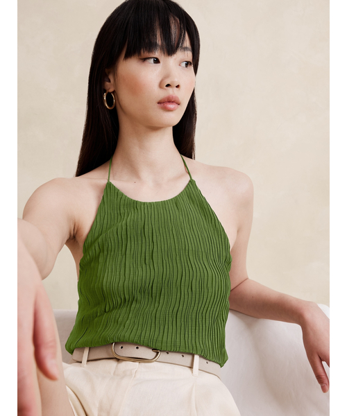 Banana Republic(バナナリパブリック)の「クリンクル ホルタートップ(その他トップス・レディース・グリーン・XS/L/S/M)」の3枚目の写真