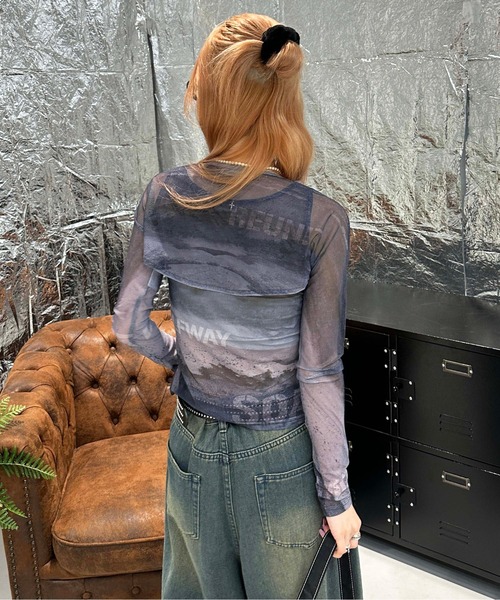 sedacle girl(セダクルガール)の「2WAYアブストラクトシアートップス(Tシャツ/カットソー・レディース・ブルー/オレンジ/グレー・FREE)」の7枚目の写真