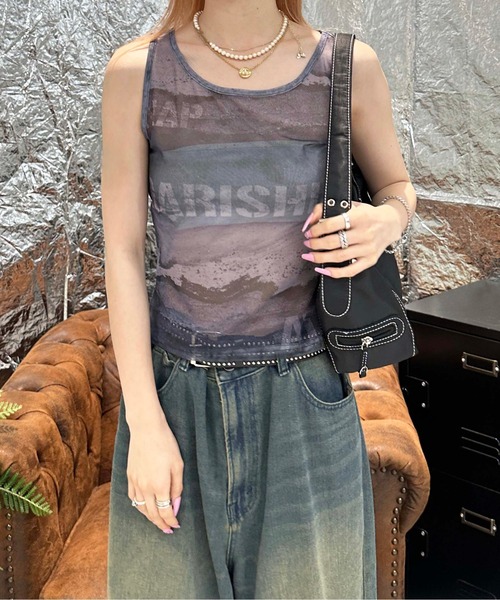 sedacle girl(セダクルガール)の「2WAYアブストラクトシアートップス(Tシャツ/カットソー・レディース・ブルー/オレンジ/グレー・FREE)」の8枚目の写真