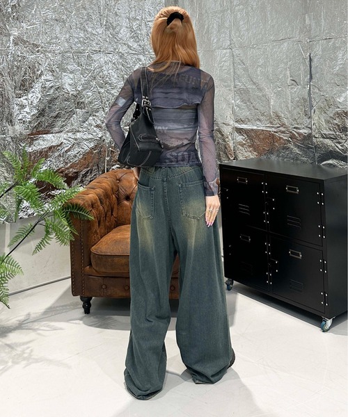 sedacle girl(セダクルガール)の「2WAYアブストラクトシアートップス(Tシャツ/カットソー・レディース・ブルー/オレンジ/グレー・FREE)」の11枚目の写真