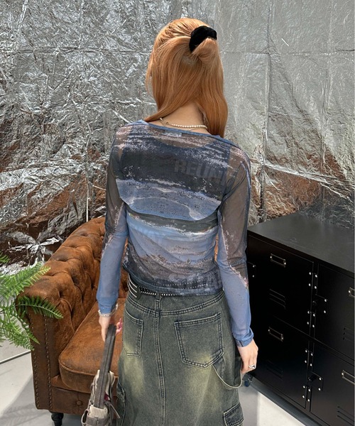 sedacle girl(セダクルガール)の「2WAYアブストラクトシアートップス(Tシャツ/カットソー・レディース・ブルー/オレンジ/グレー・FREE)」の18枚目の写真