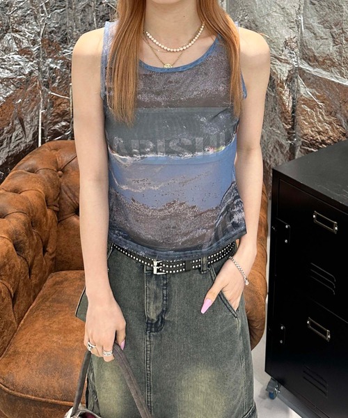 sedacle girl(セダクルガール)の「2WAYアブストラクトシアートップス(Tシャツ/カットソー・レディース・ブルー/オレンジ/グレー・FREE)」の19枚目の写真