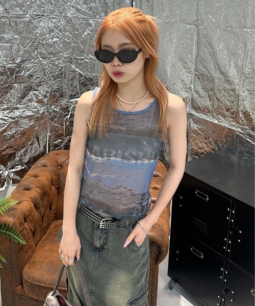 sedacle girl(セダクルガール)の「2WAYアブストラクトシアートップス(Tシャツ/カットソー・レディース・ブルー/オレンジ/グレー・FREE)」の20枚目の写真