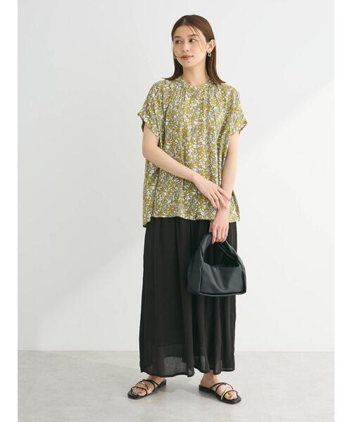 【染】キッタ kitta *ワイドプルオーバー*ダークグリーン深緑シャツブラウス半袖(34-2506-19)【01G52】 染】キッタ kitta ワイドプルオーバー - (34-2506-19)【90G52