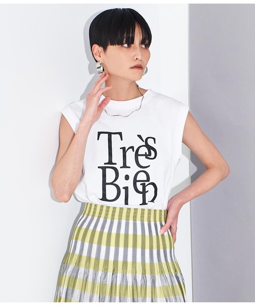 Settimissimo（セッティミッシモ）の「ロゴプリント ノースリーブ プルオーバー（Tシャツ/カットソー・レディース・オフホワイト/ブラック・FREE）」の4枚目の写真