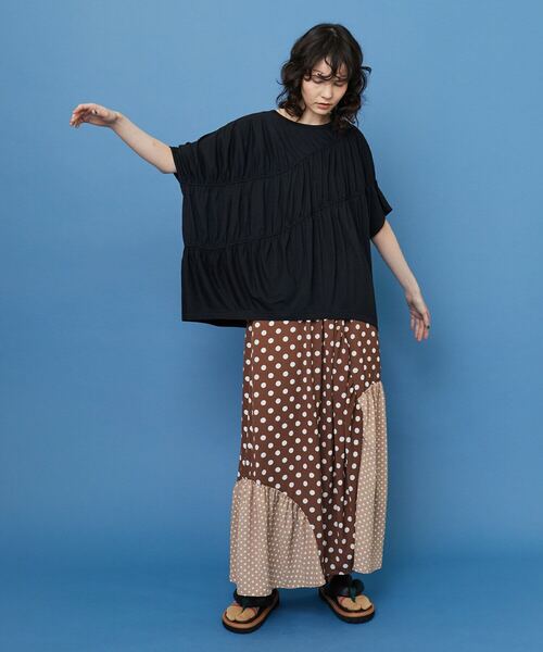 FRAPBOIS（フラボア）の「フレンチギャザー カットソー（Tシャツ/カットソー・レディース・ブラック/オレンジ・1）」の15枚目の写真