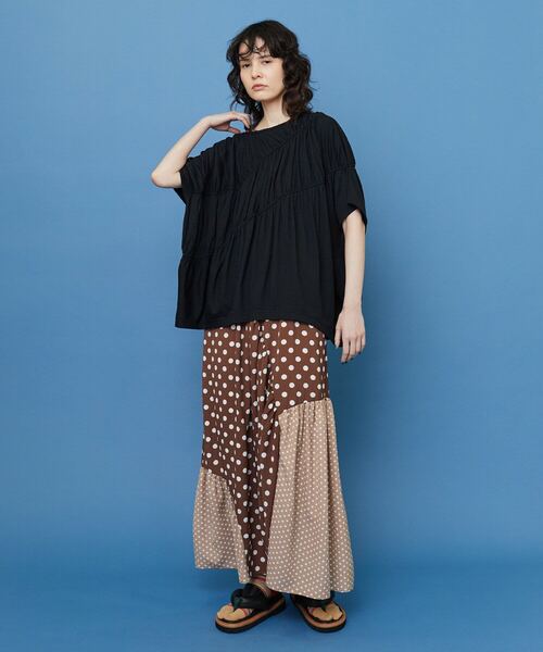 FRAPBOIS（フラボア）の「フレンチギャザー カットソー（Tシャツ/カットソー・レディース・ブラック/オレンジ・1）」の16枚目の写真