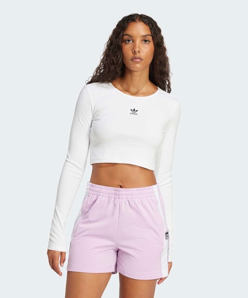 エッセンシャルズ リブ クロップ 長袖Tシャツ / ロンT / アディダス